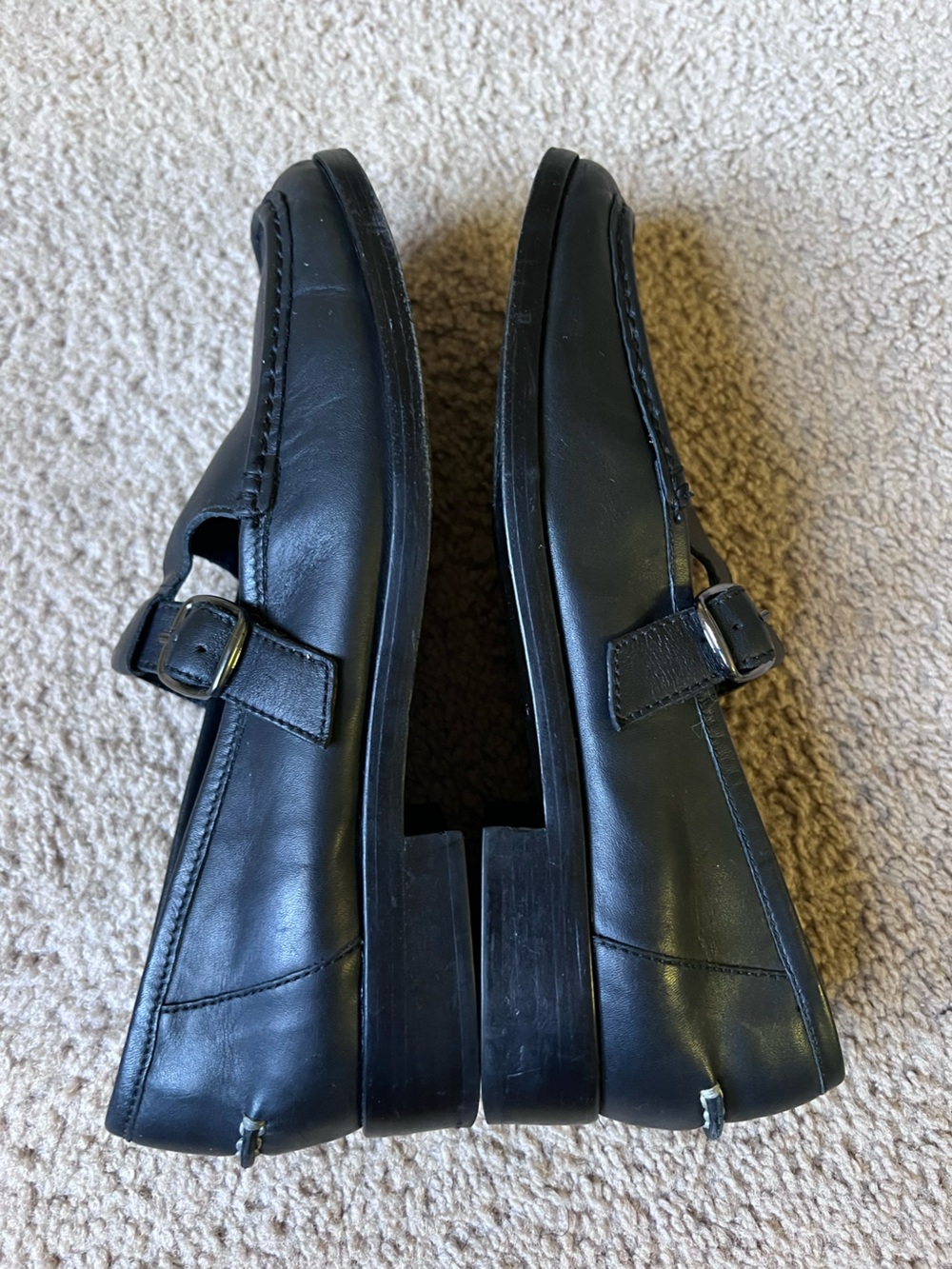 Everlane Black Leather T-Strap Mary Jane Loafers Flat Buckle Shoes Size 9 - Picture 8 of 10